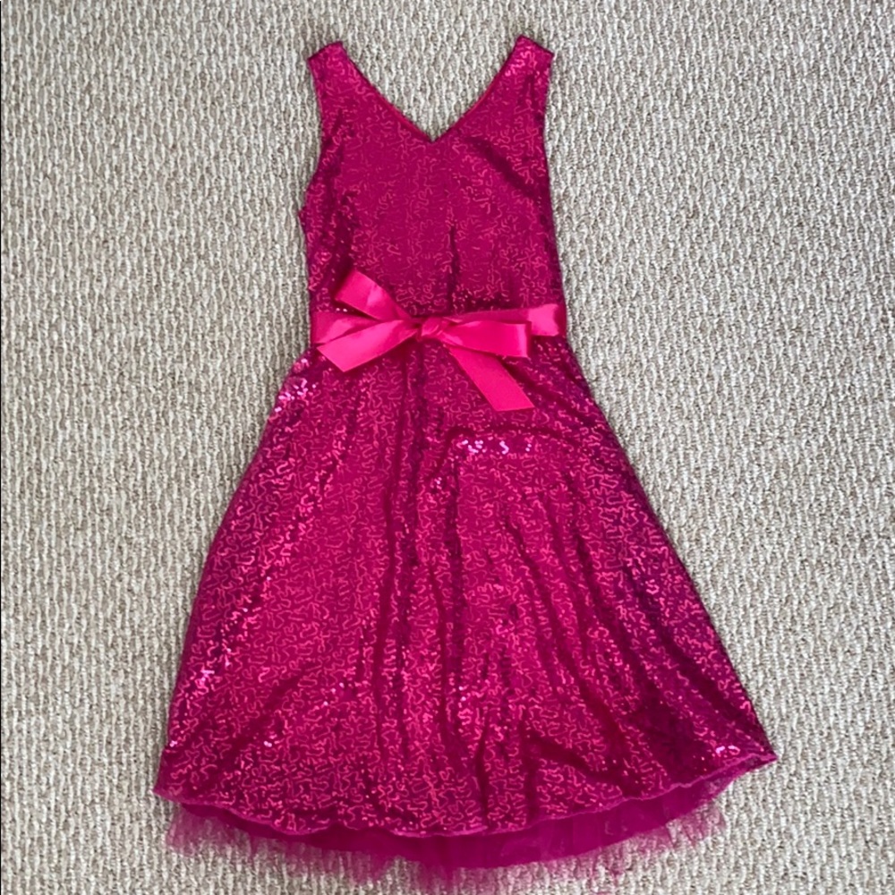 Pink Sequin Party Dress with Tulle Underskirt